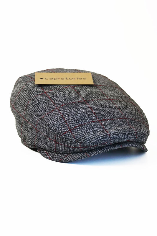 Gri Ekoseli Pamuk Yün Kasket