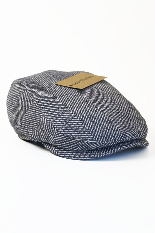 Gri Çizgili Kasket Şapka