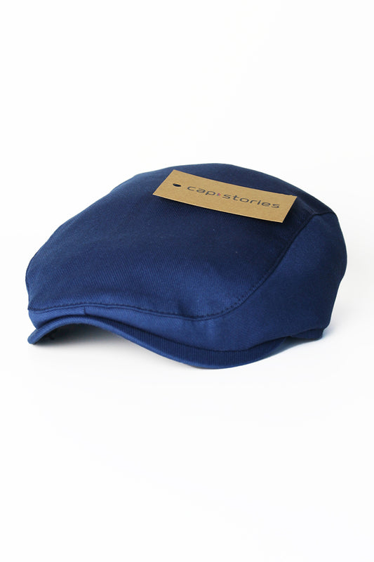 Blue Cotton Linen Flat Cap
